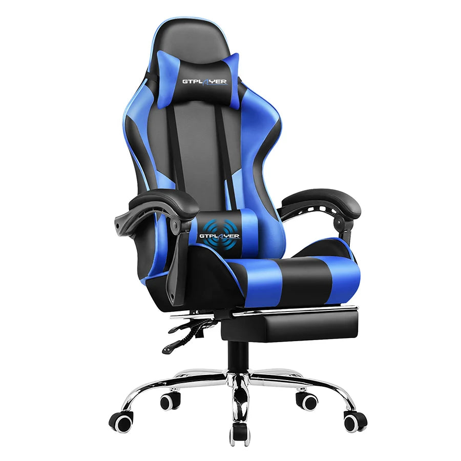 GTPLAYER Gaming Chair with Footrest, Lumbar Support, Adjustable Height, Swivel Seat, Headrest for Office or Gaming