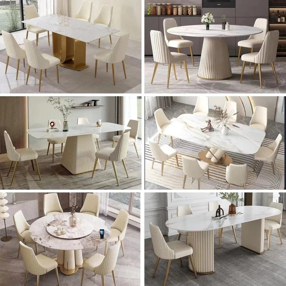 Chengwei Modern PU Leather Dining Chairs Set Metal Legs