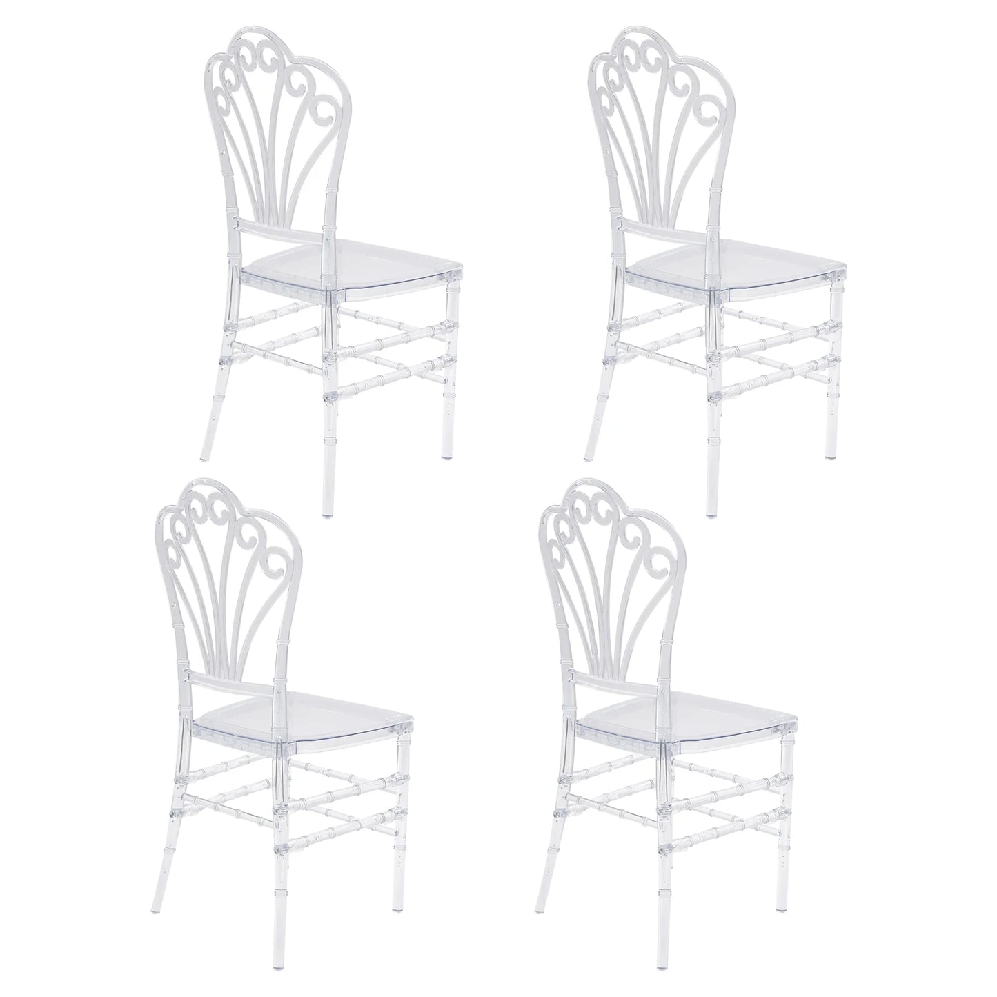 Acrylic Crystal Chair 4-Piece Set Modern PC Plastic Stacking