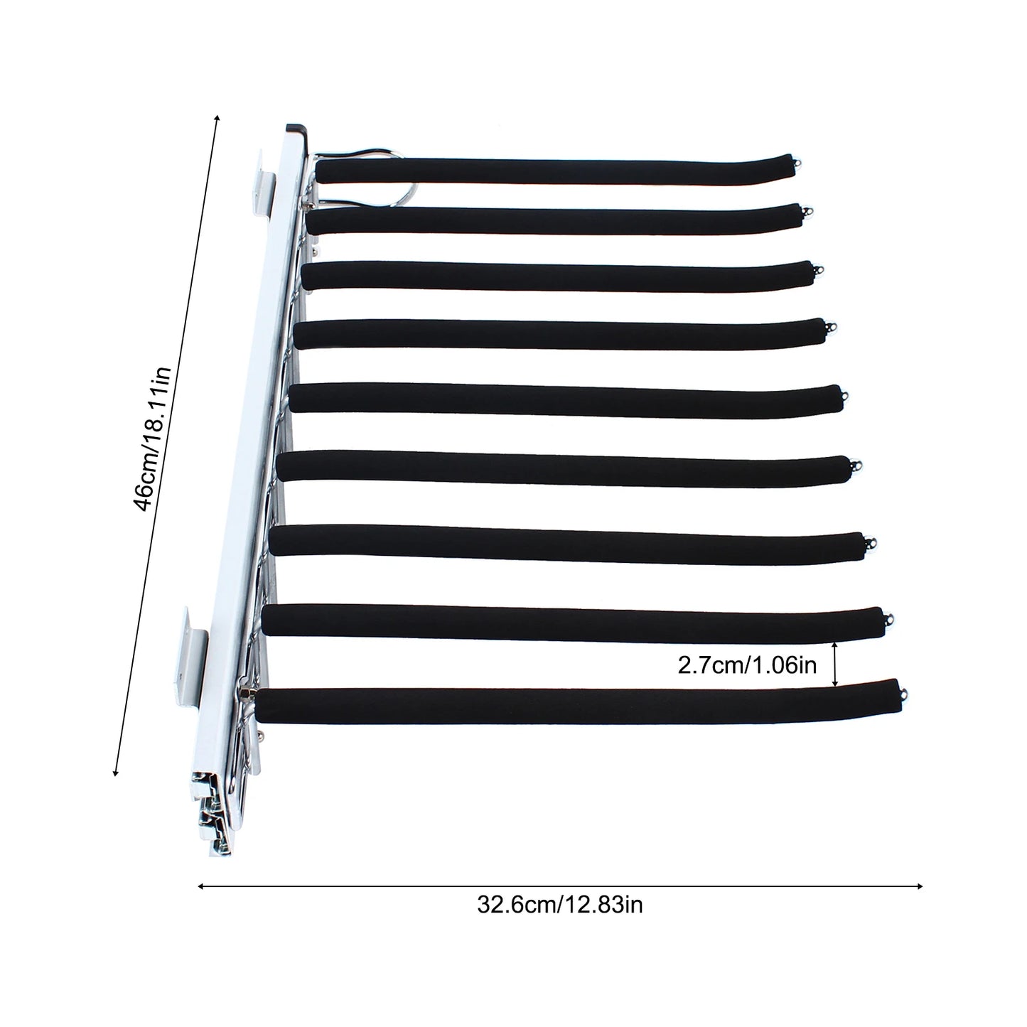 9 Arms Pull Out Trousers Rack Wardrobe Pants Organizer Retractable Closet Pants Hanger Right Left Side Mount