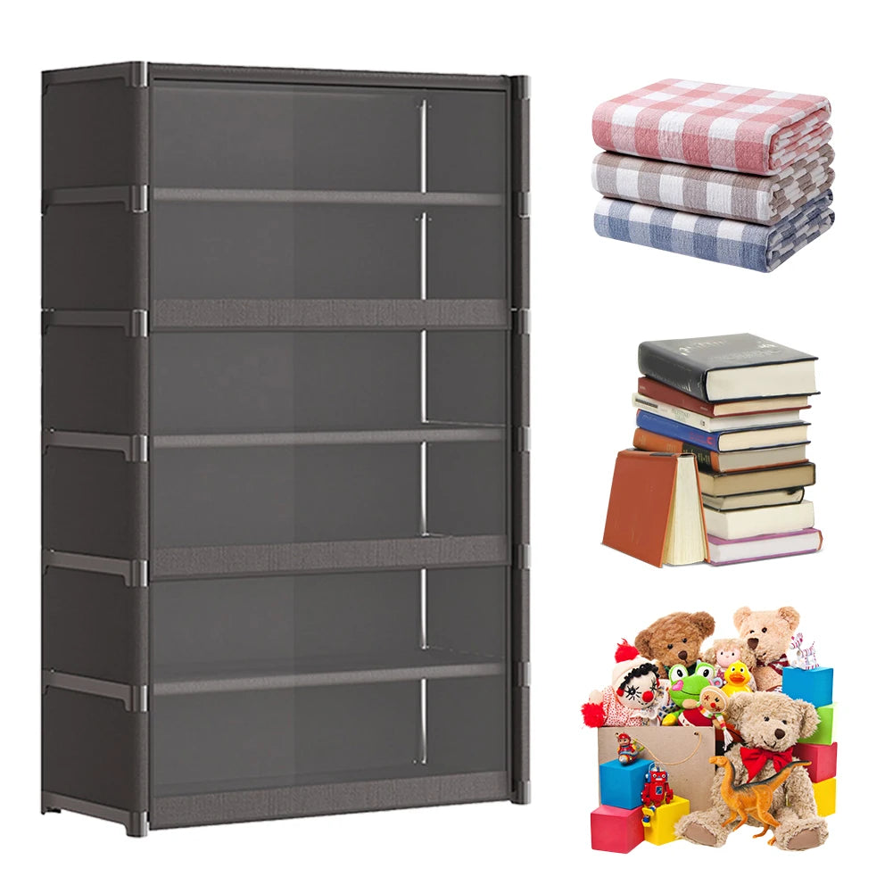 7 Tier Shoe Rack Organizer with Storage Bins and Doors