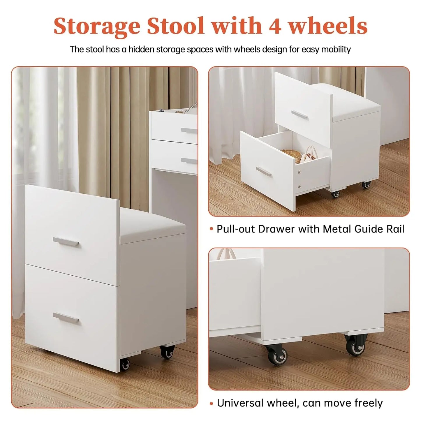 Compact Vanity Desk With 3 Drawers 3in1 Makeup Desk