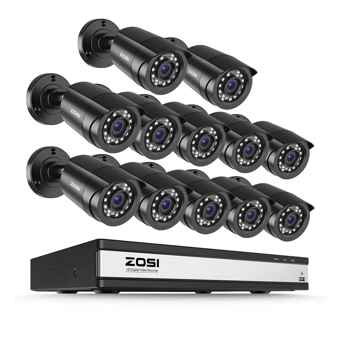 ZOSI 16 Channel H265 1080P Security Camera System Outdoor AI Vehicle Detection