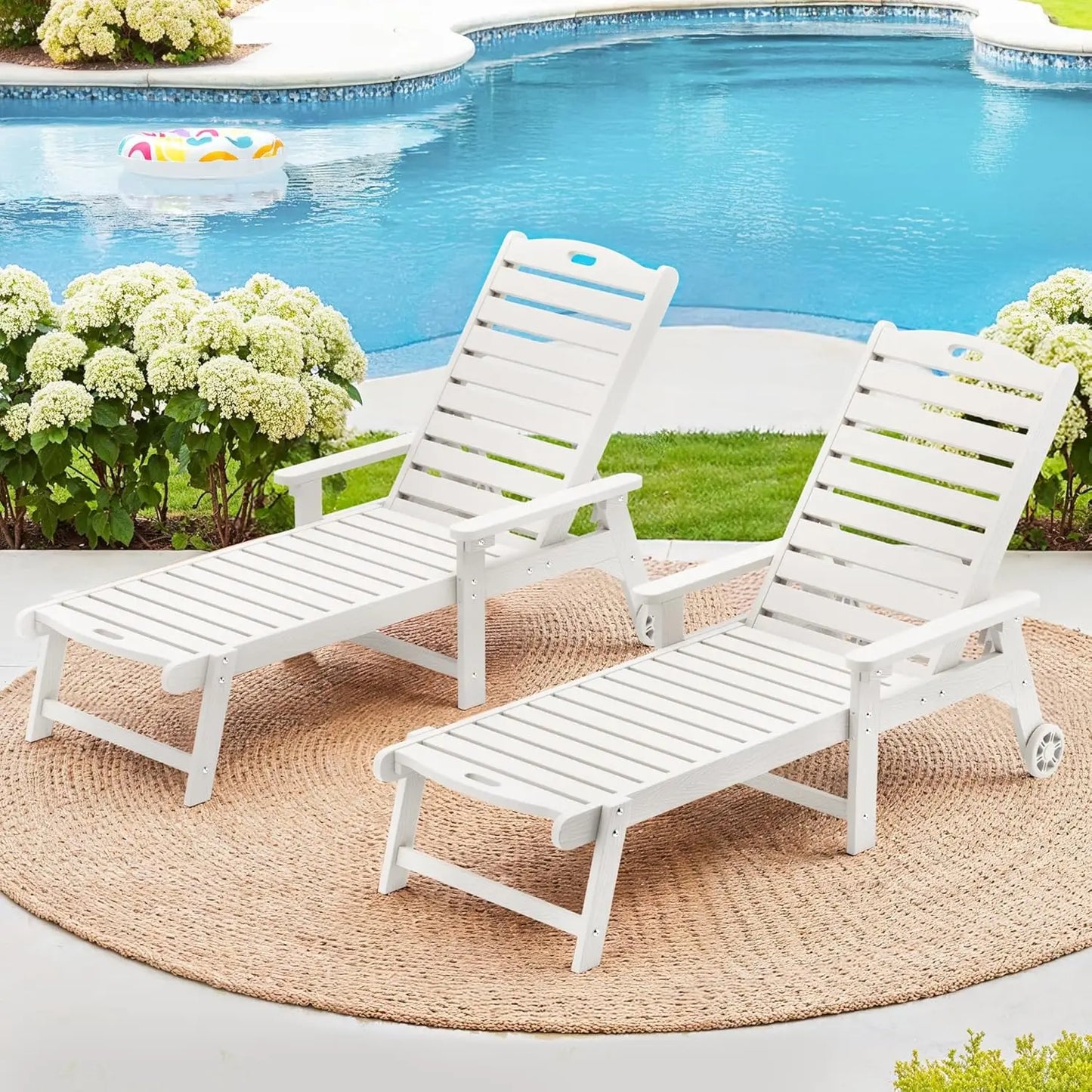HUANZHUANG HDPS Outdoor Adjustable Five Position Chaise Lounge Chairs Set of 2