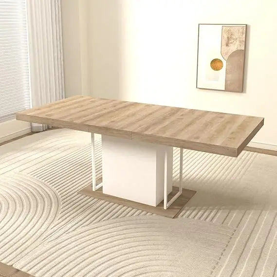 MKDK Extendable Farmhouse Dining Table For 6 To 10