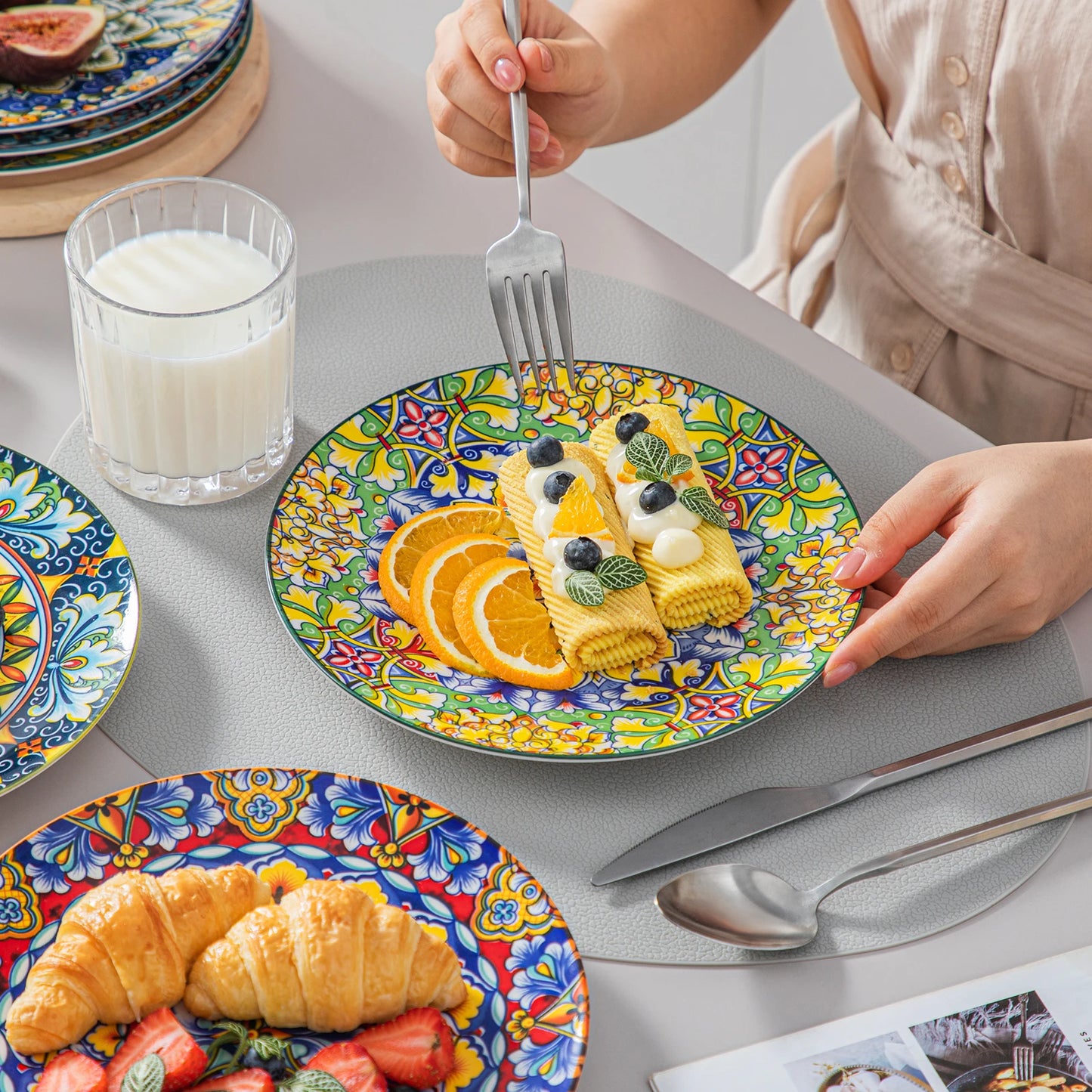 Malacasa Porcelain Dinner Plates Set Six Premium Dinnerware