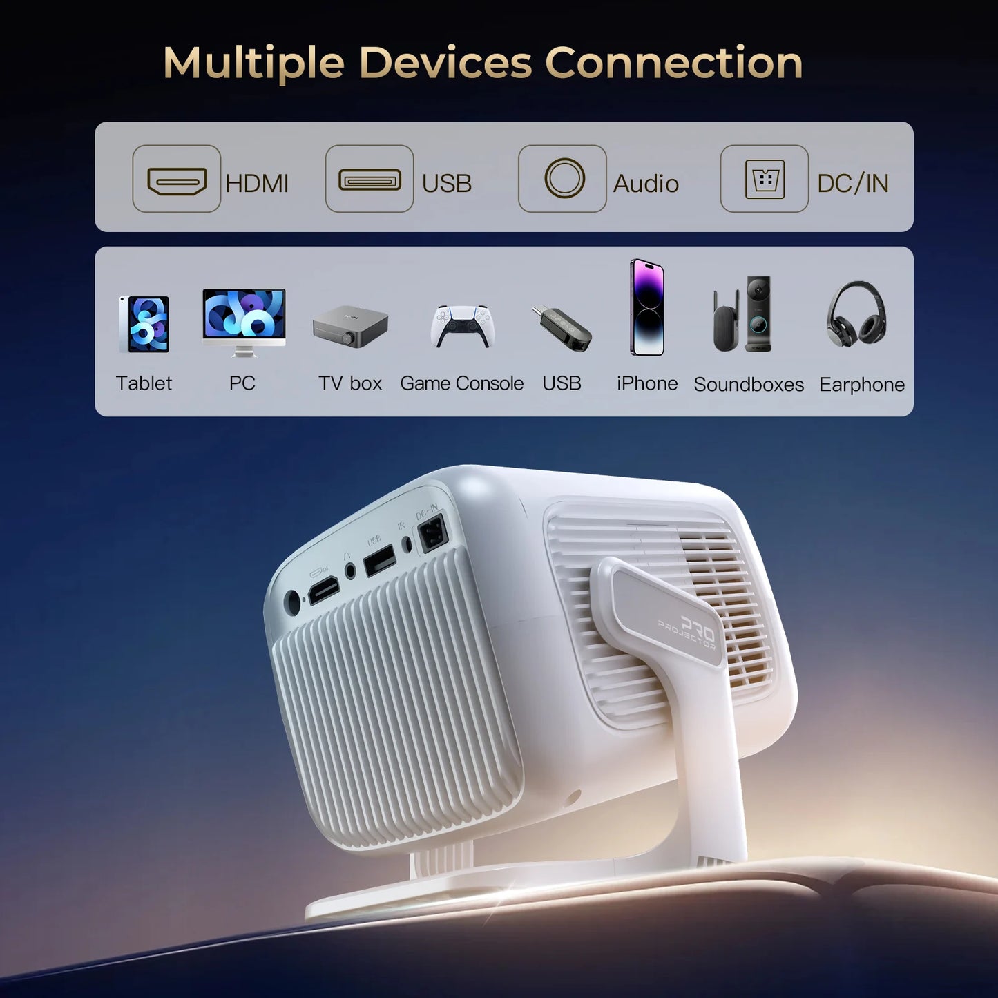 LynCast 4K Android Projector With WiFi 6 BT 5.4 Outdoor