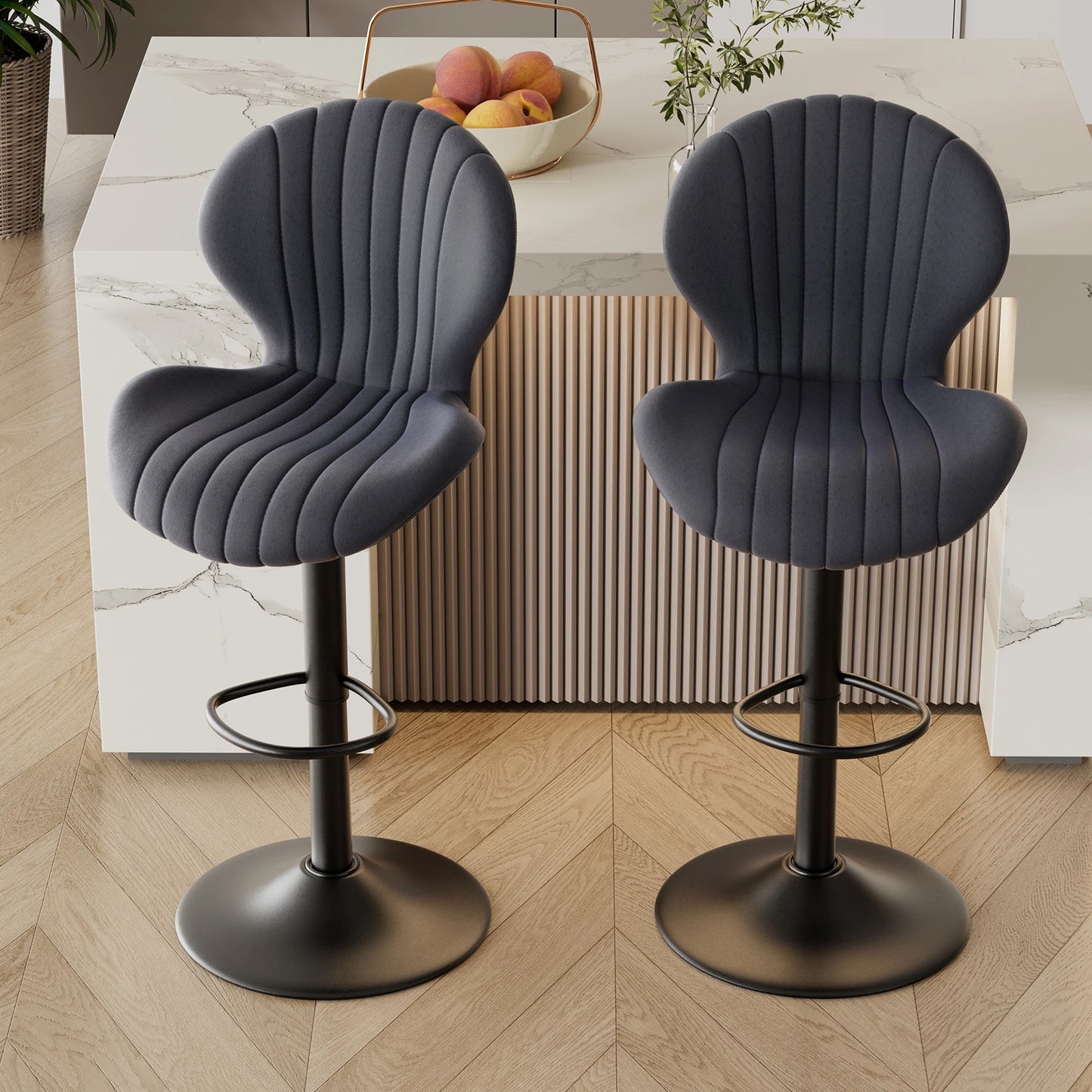 Modern Adjustable Height Rotating Backrest Dining Chairs Set Of 2