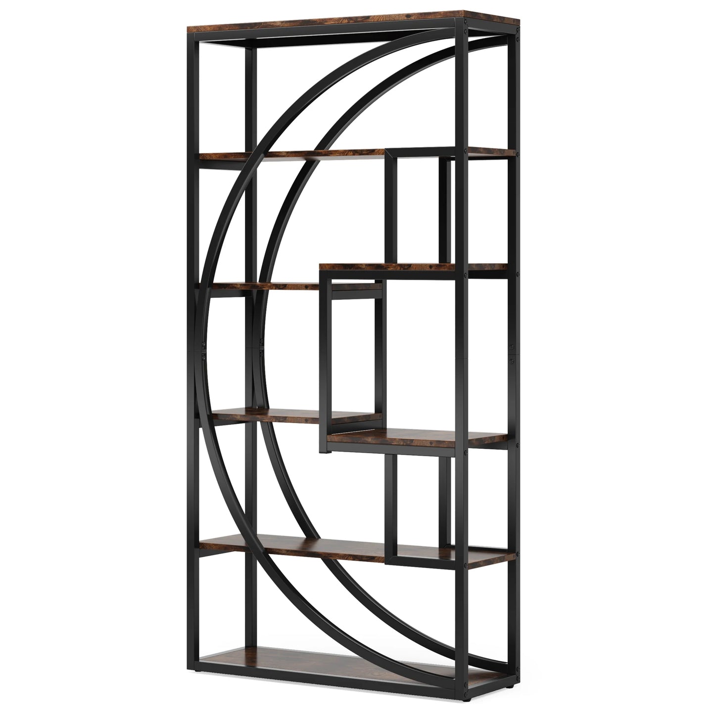 Tribesigns Bookshelf, Industrial 5-Tier Etagere Bookcase, 70.8 inch Tall Bookshelf with 8 Open Storage Shelf, Vintage Grey