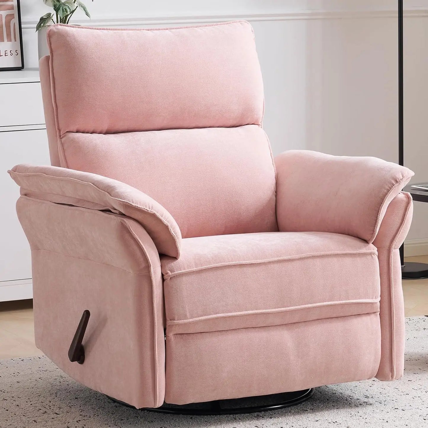 Recliner Chair 360 Degree Swivel Rocker With Adjustable Headrest Chenille