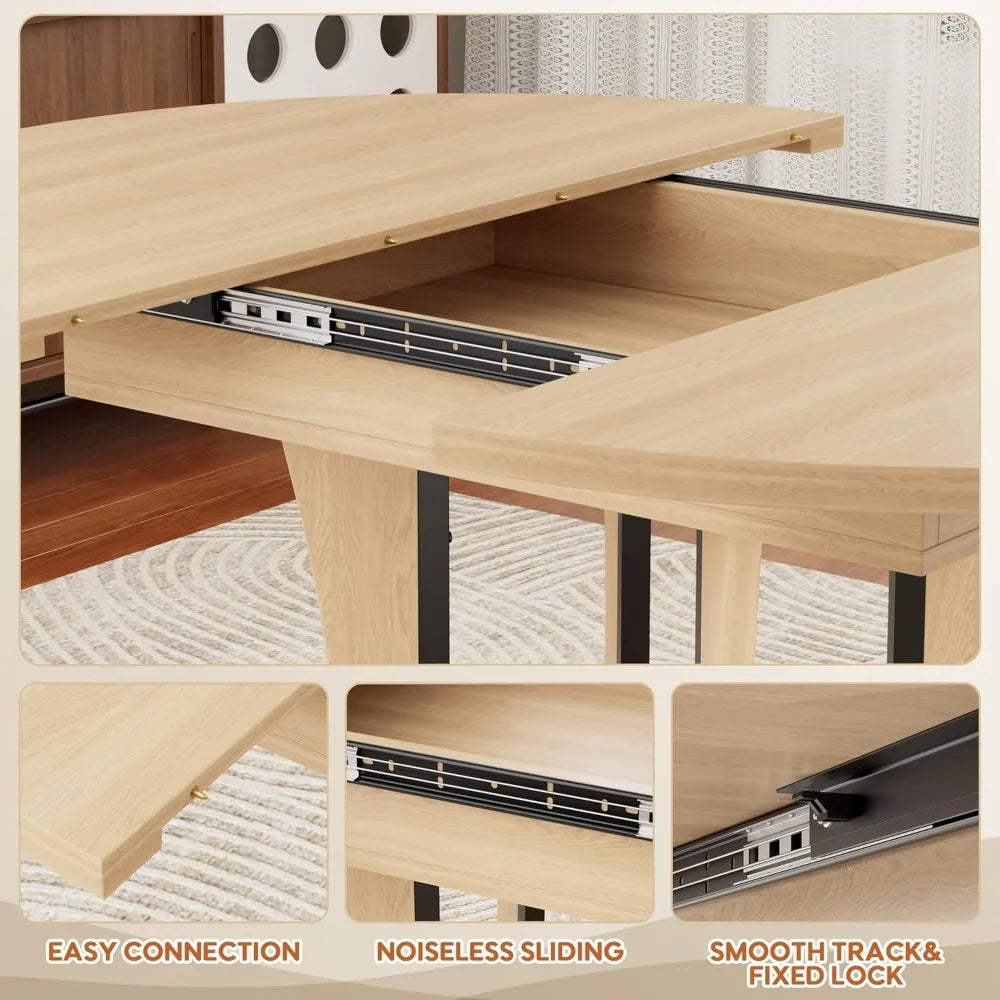 DAFIFY Extendable Round Dining Table For Four To Eight With Storage Shelf