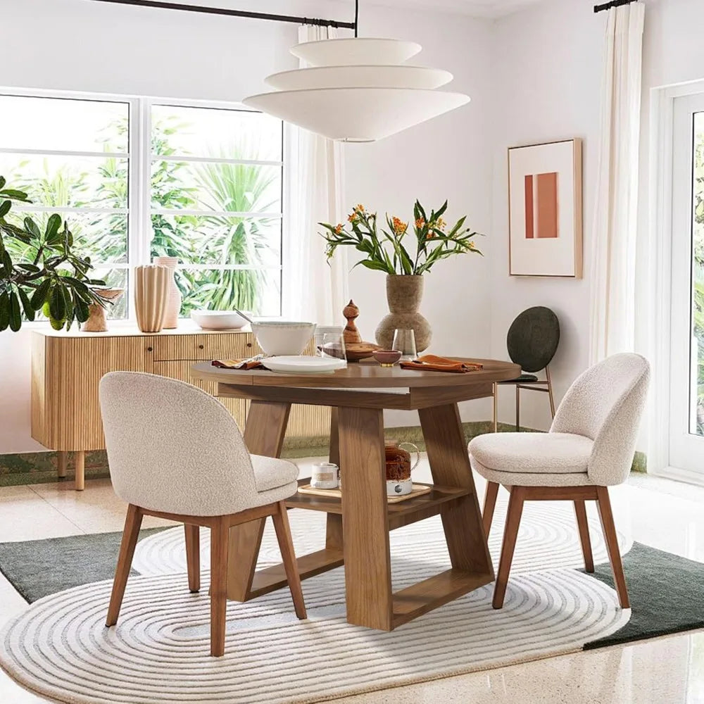 RBXC Extendable Round Dining Table for 4-8 with Leaves