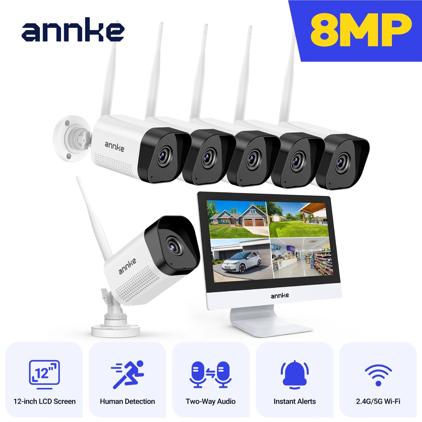 ANNKE 8MP WiFi Security Camera System With Two Way Audio