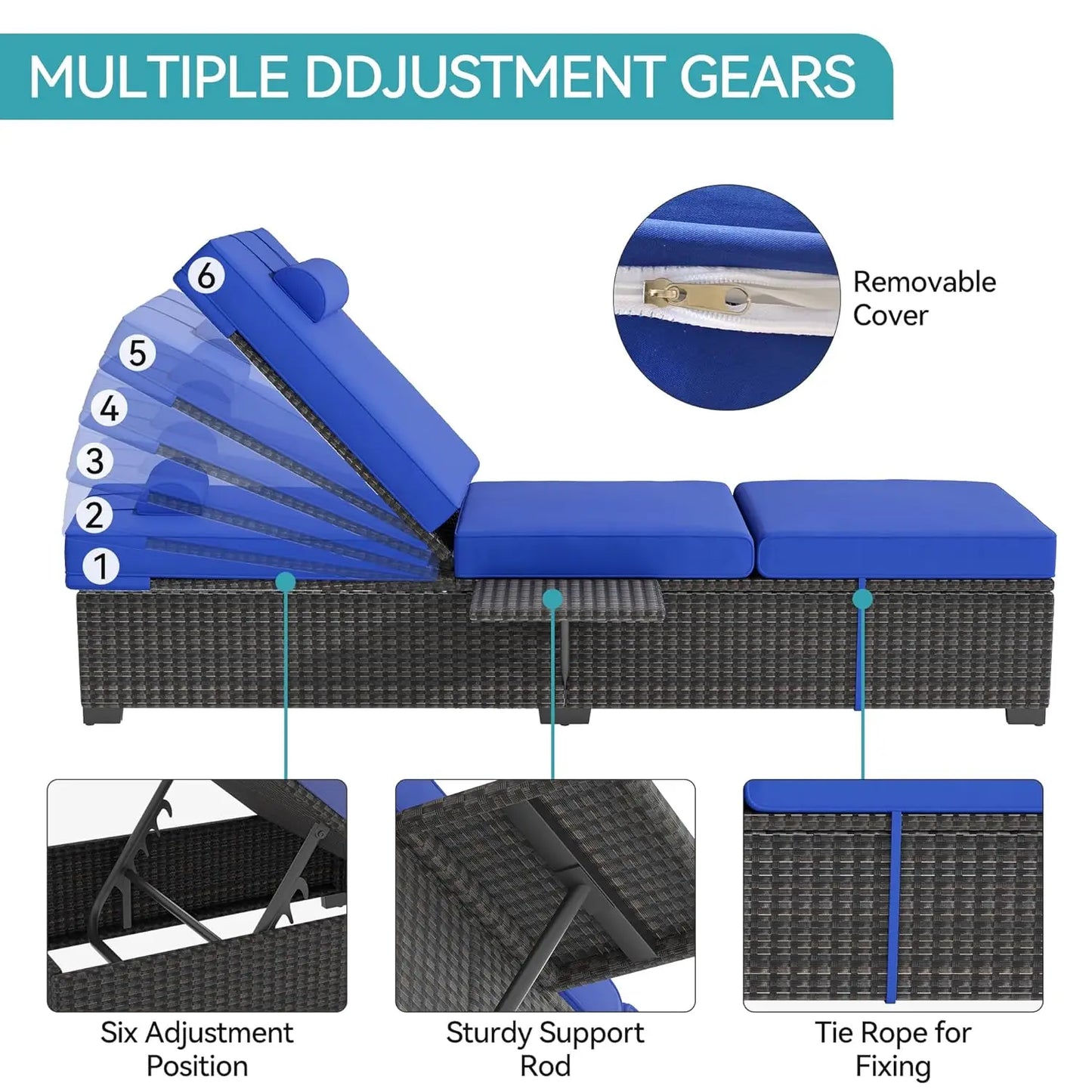 HUANZHUANG Outdoor Wicker Chaise Lounge Chairs Set of 2