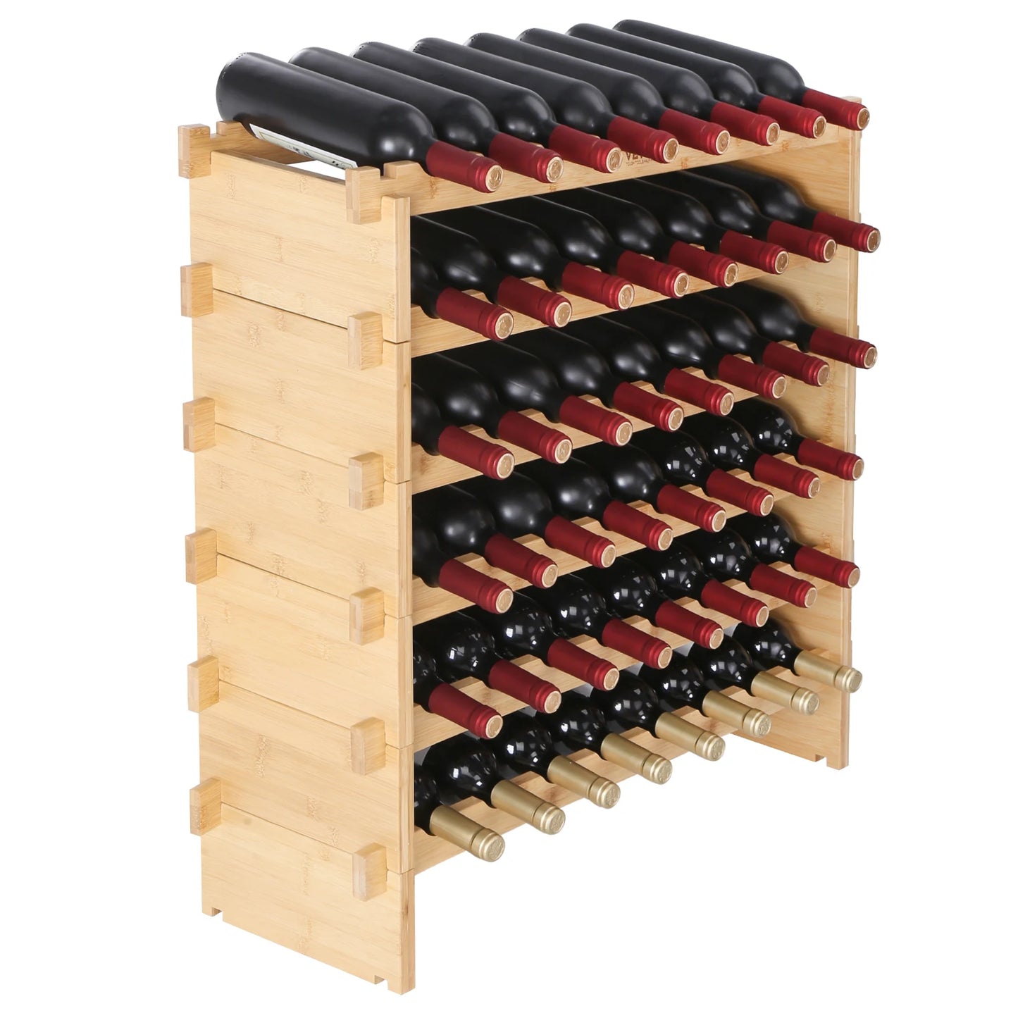 SucceBuy 8 Tier Stackable Bamboo Wine Rack Free Standing Organizer