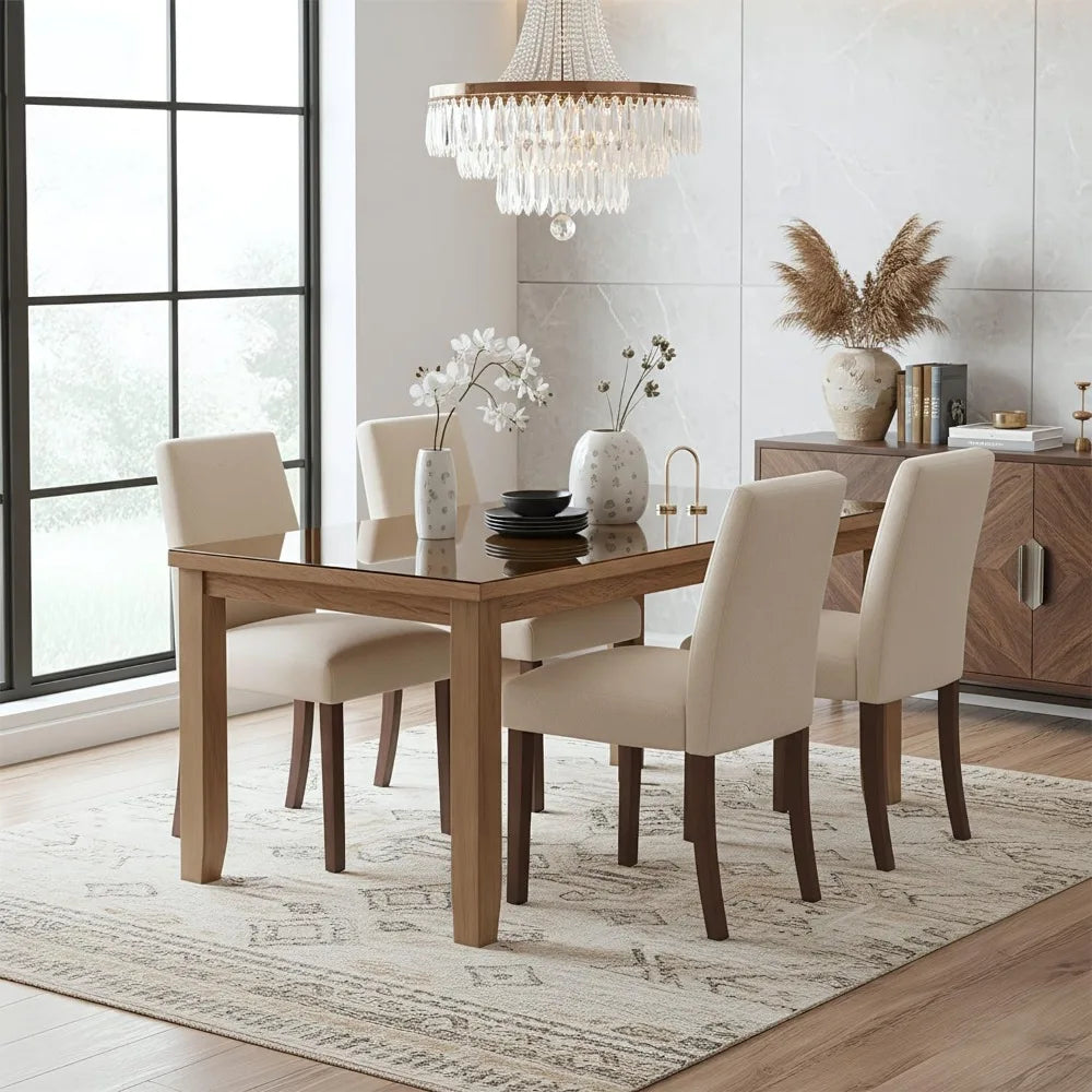 Four Piece Dining Chair Set Modern Upholstered Farmhouse Style