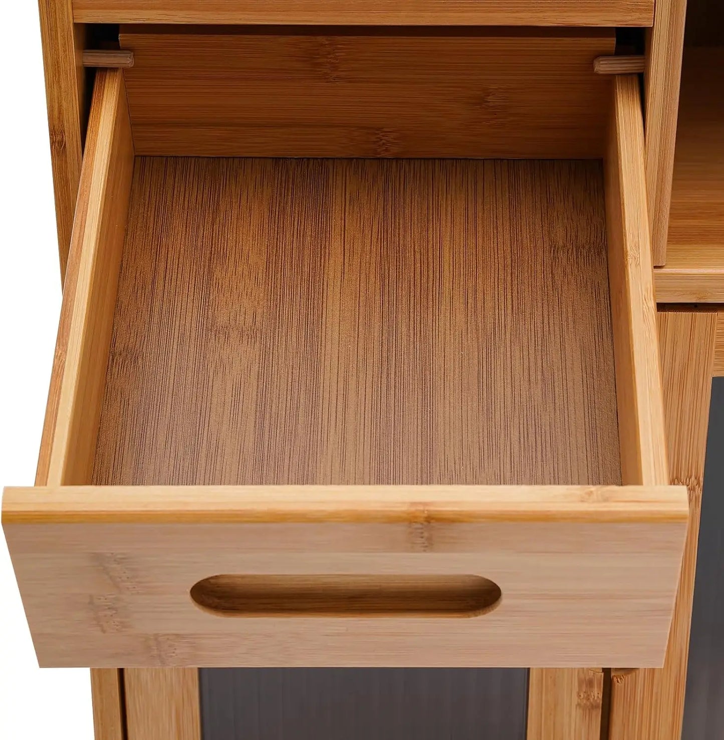 Bymaocar Bamboo Kitchen Pantry Cabinet With 2 Drawer Bread Box