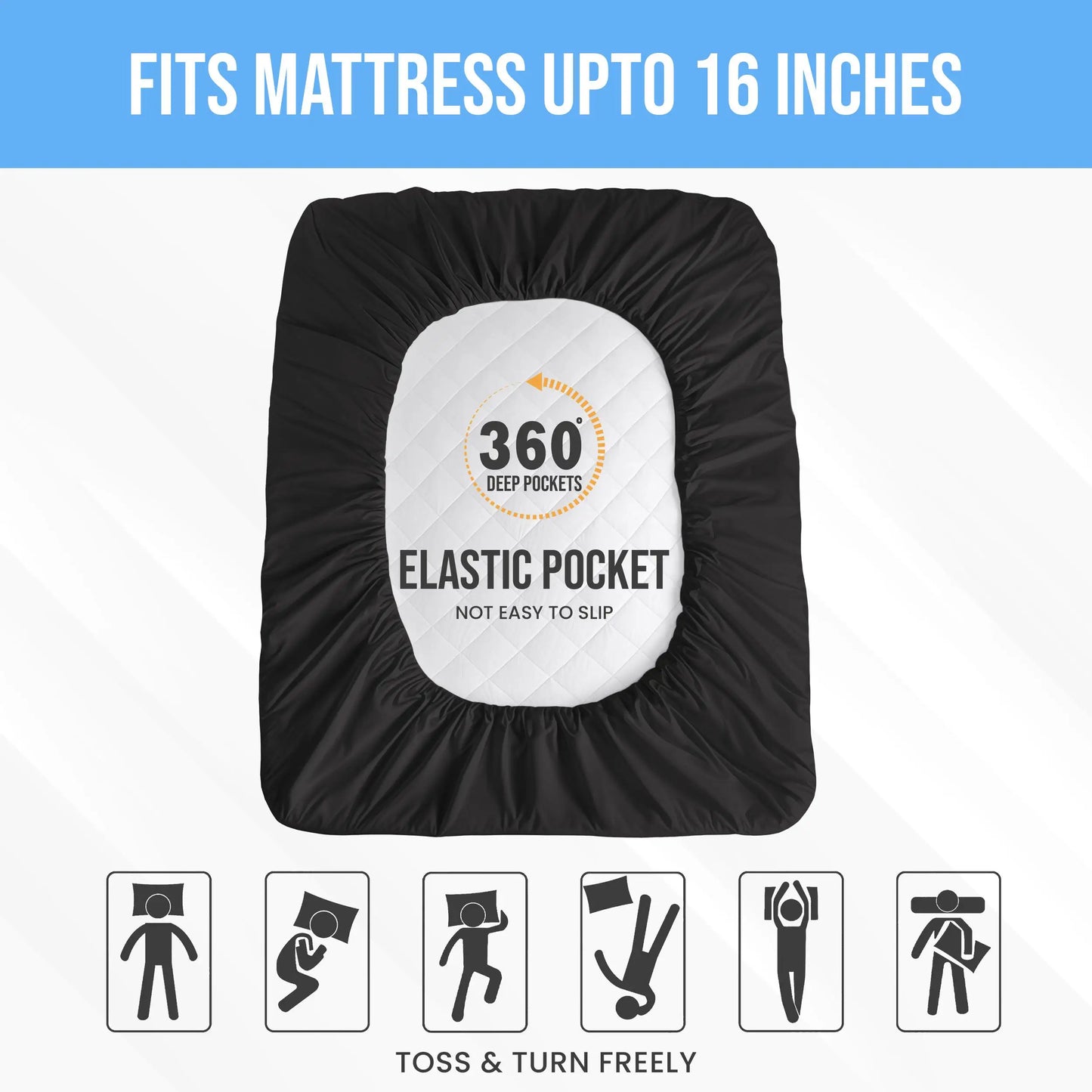 Lux Décor Quilted Mattress Pad – Elastic Fitted Cover Protector up to 16" Deep Pocket, Noiseless Topper