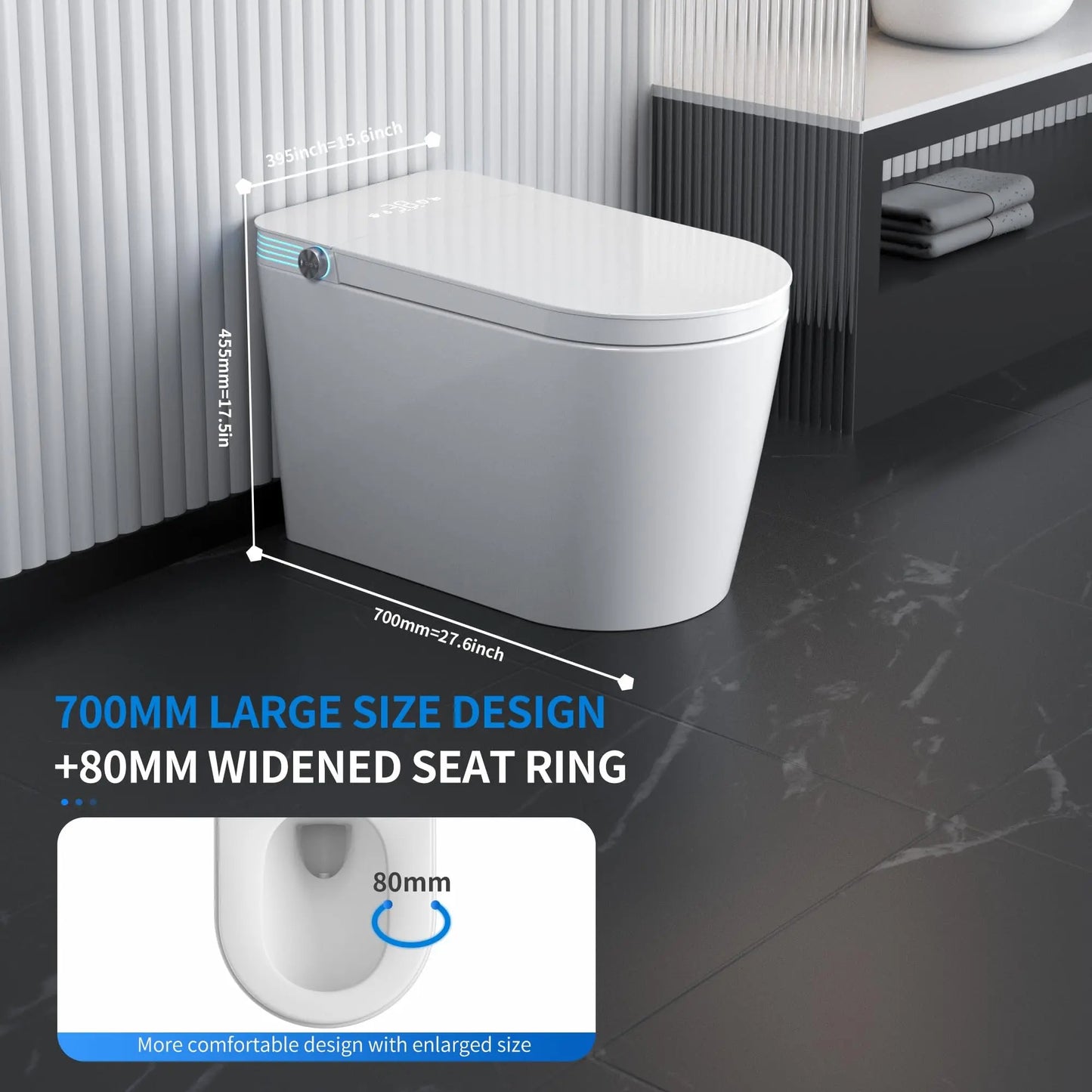 Smart Toilet With Built In Bidet Voice Control Heated Seat