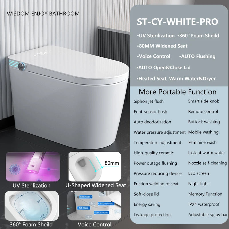 Smart Toilet With Built In Bidet Voice Control Heated Seat