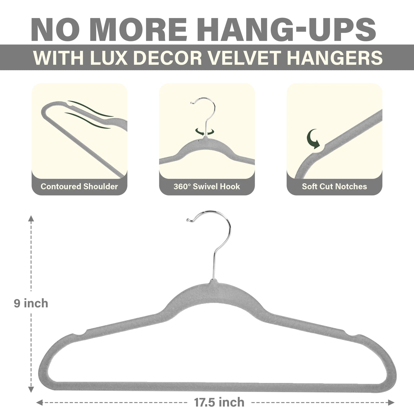 LDC Lux Decor Velvet Hangers Premium Non Slip Heavy Duty