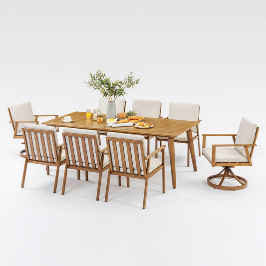 SeeHill Outdoor Aluminum Patio Dining Table Set With Swivel Chairs