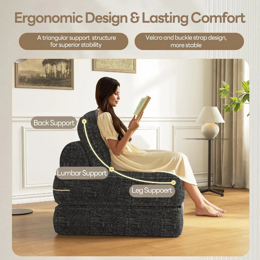 Dowinx Folding Sofa Bed With Pillow, Small Convertible Comfy Couch Bed For Adults Home Lounge And Gaming, Modern Comfortable Des