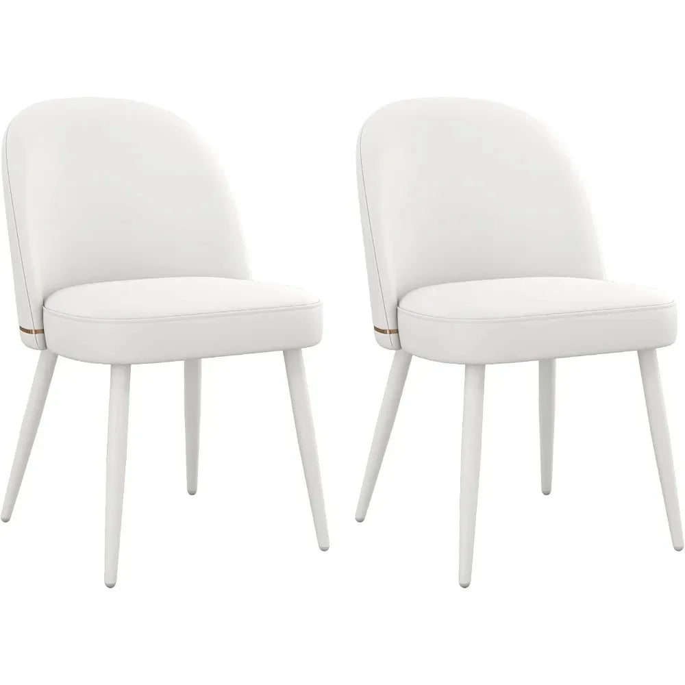 PU Leather Dining Chairs Set Of 2 Armless Curved Back