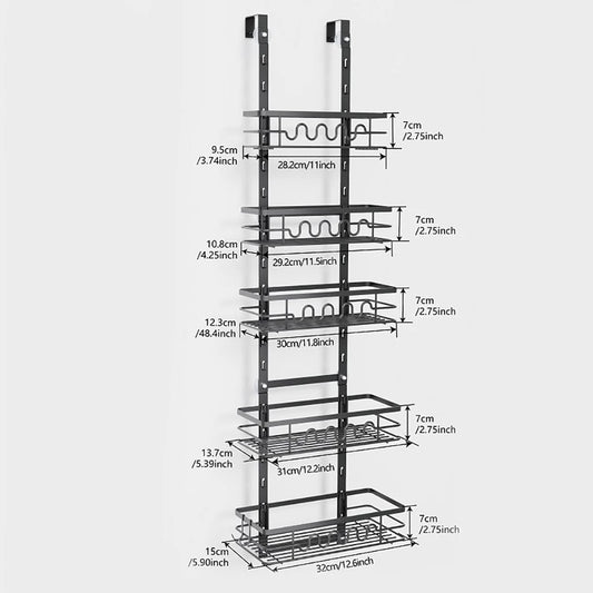 HobbyLane Over The Door Pantry Organizer 5 Tier Rack