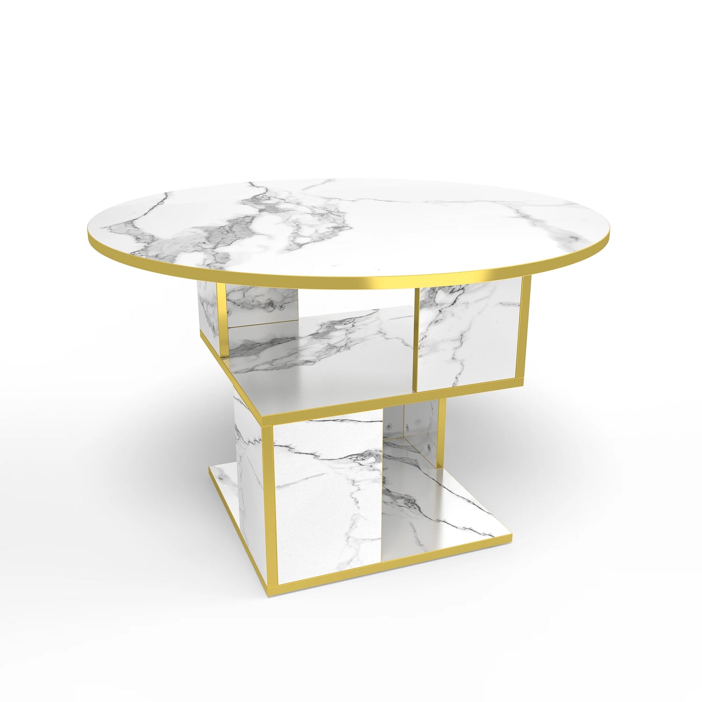 MERRONIX 3-Tier Round Coffee Table With Storage For Living Room
