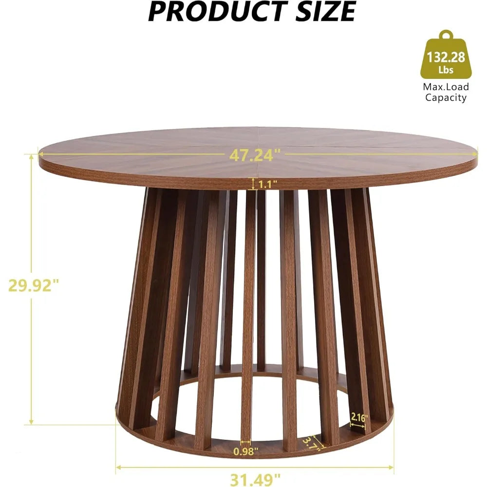 TIFICY Round Dining Table Farmhouse Rustic Wood Base