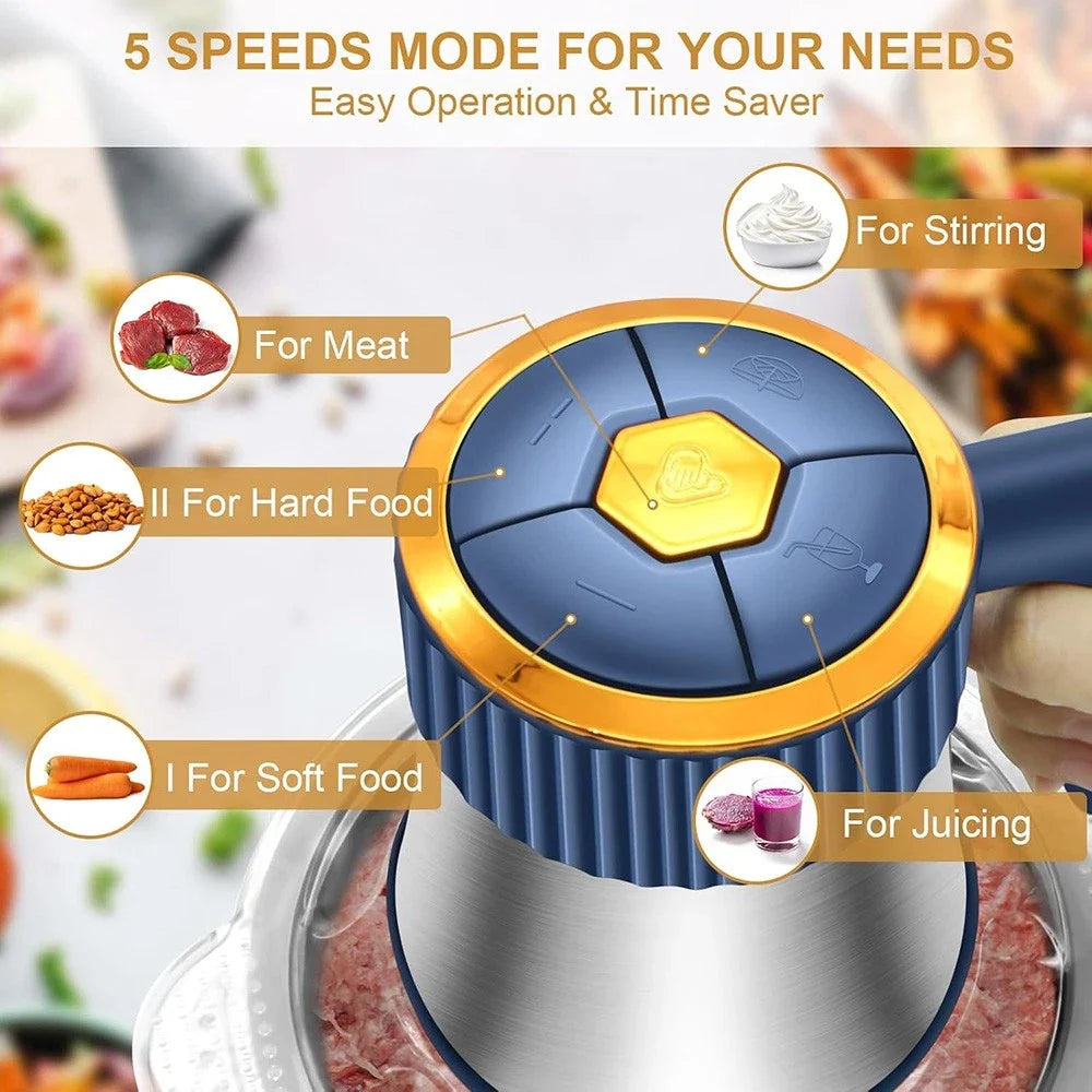 5L Automatic Meat Grinder Stainless Steel Electric Food Crusher Vegetable Slicer Processor Chopper Cuisines Accessoires Tools