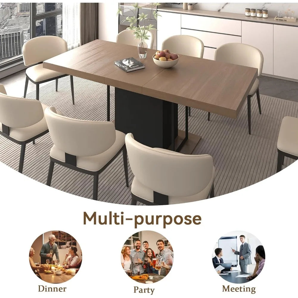 MKDK Extendable Farmhouse Dining Table For 6 To 10