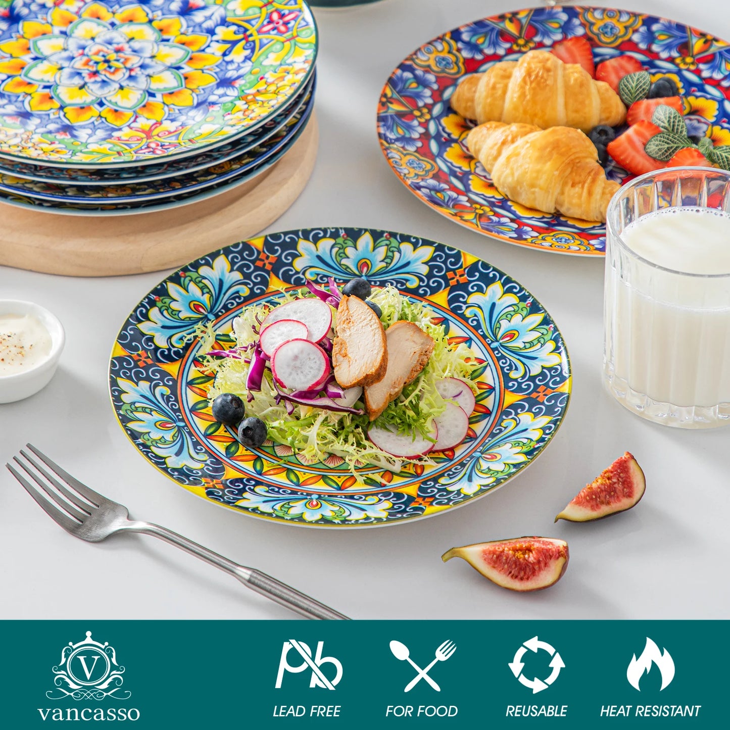 Malacasa Porcelain Dinner Plates Set Six Premium Dinnerware