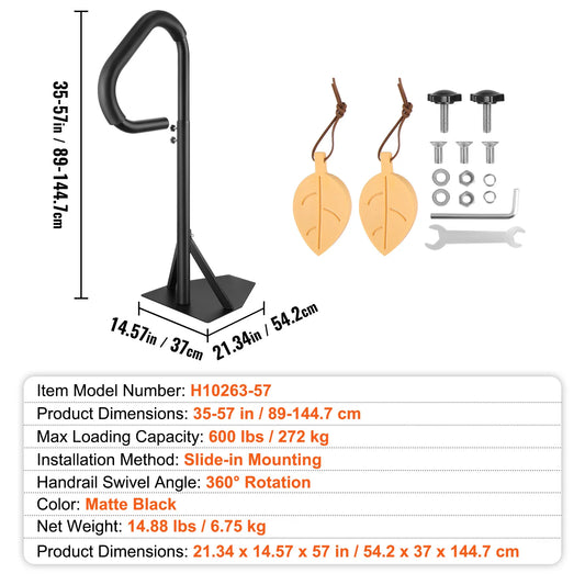 SucceBuy 360Rotatable Hot Tub Handrail Spa Side Hand Rail Adjustable Height W/ Slide-Under Mount Base for Indoor Outdoor Bathtub