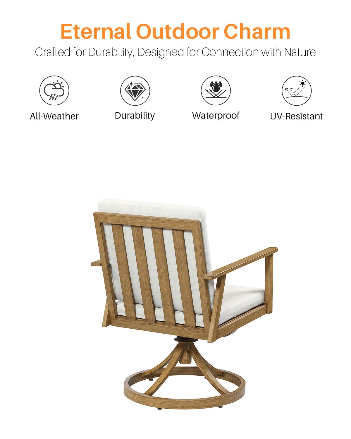 SeeHill Outdoor Aluminum Patio Dining Table Set With Swivel Chairs