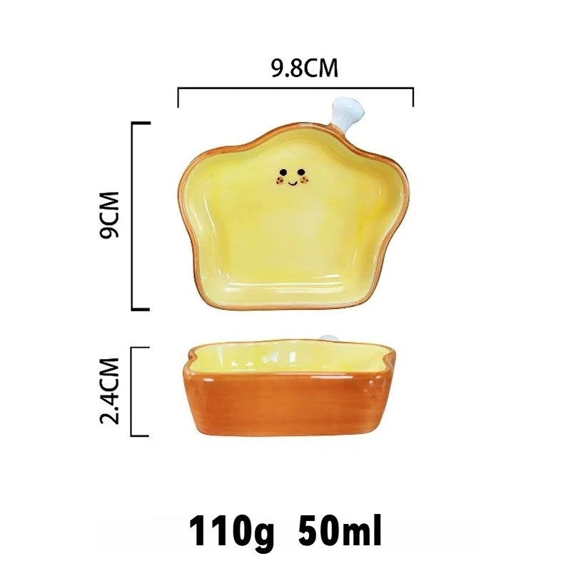 Ceramic Croissant Pattern Dessert Plate Cute Cartoon