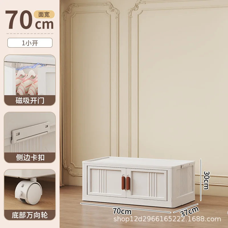 Foldable Storage Cabinet With Doors Wardrobe Multi Layer Organizer