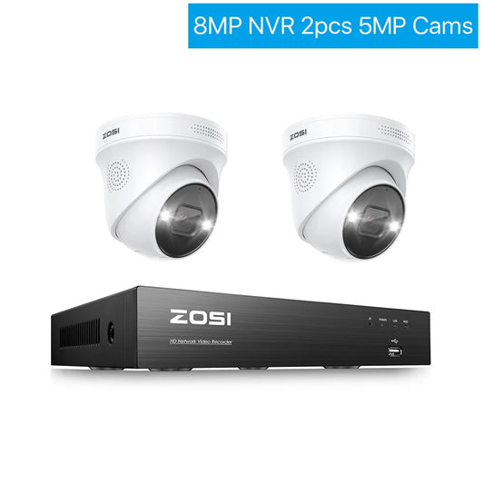 ZOSI 4K 8MP 5MP POE Video Surveillance Kit 8CH H.265 Home CCTV NVR Set Color Night Vision AI Detection IP Security Camera System