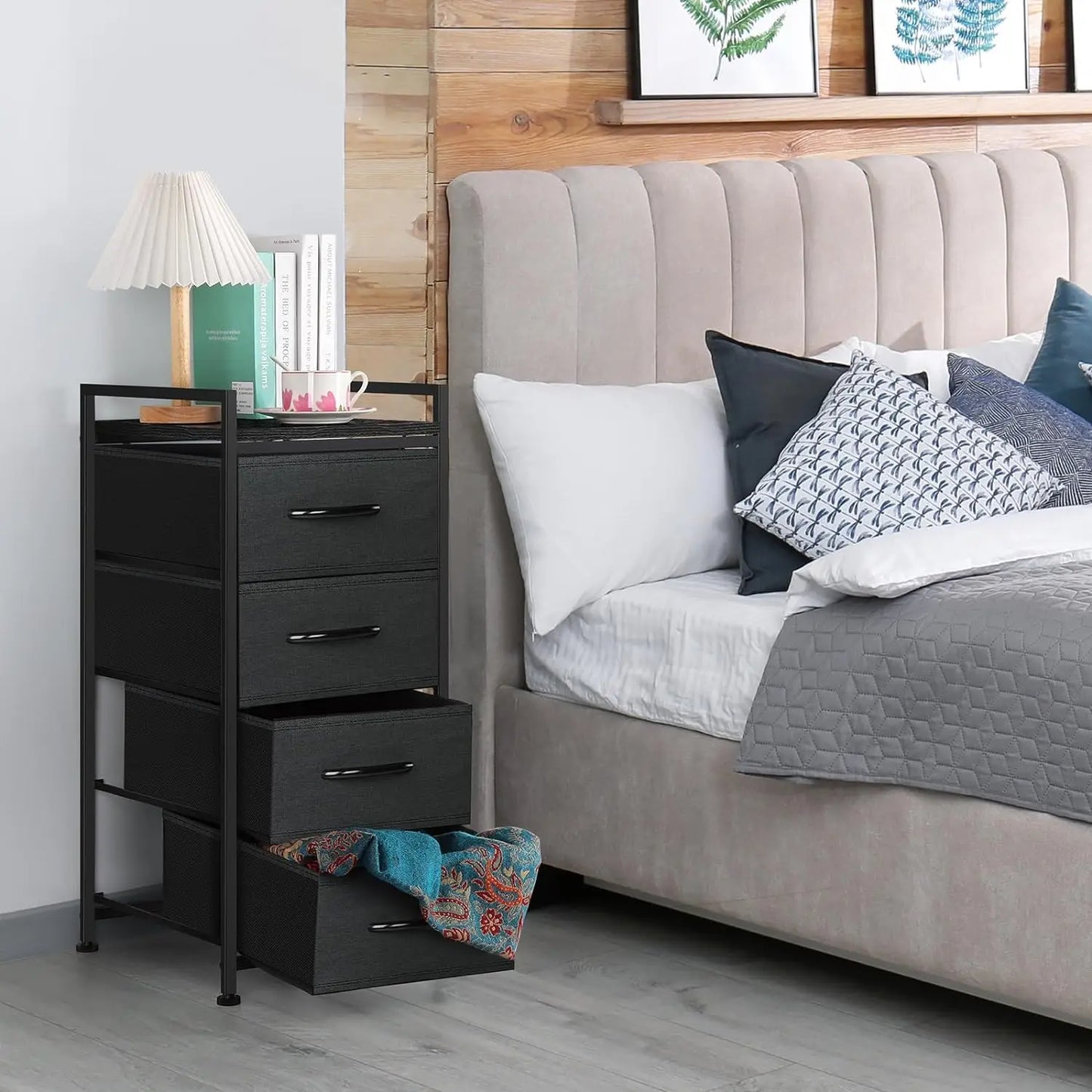 NONECN Vertical Fabric Storage Dresser With 4 Drawers for Bedroom