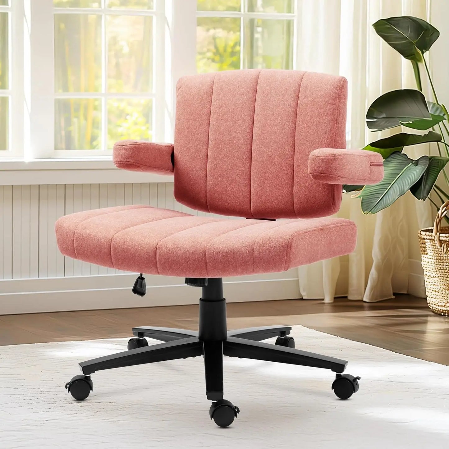 Ergonomic Home Office Chair, Fabric Criss-Cross Swivel Desk Chair with Wheels, Adjustable Height Computer Task, Customized
