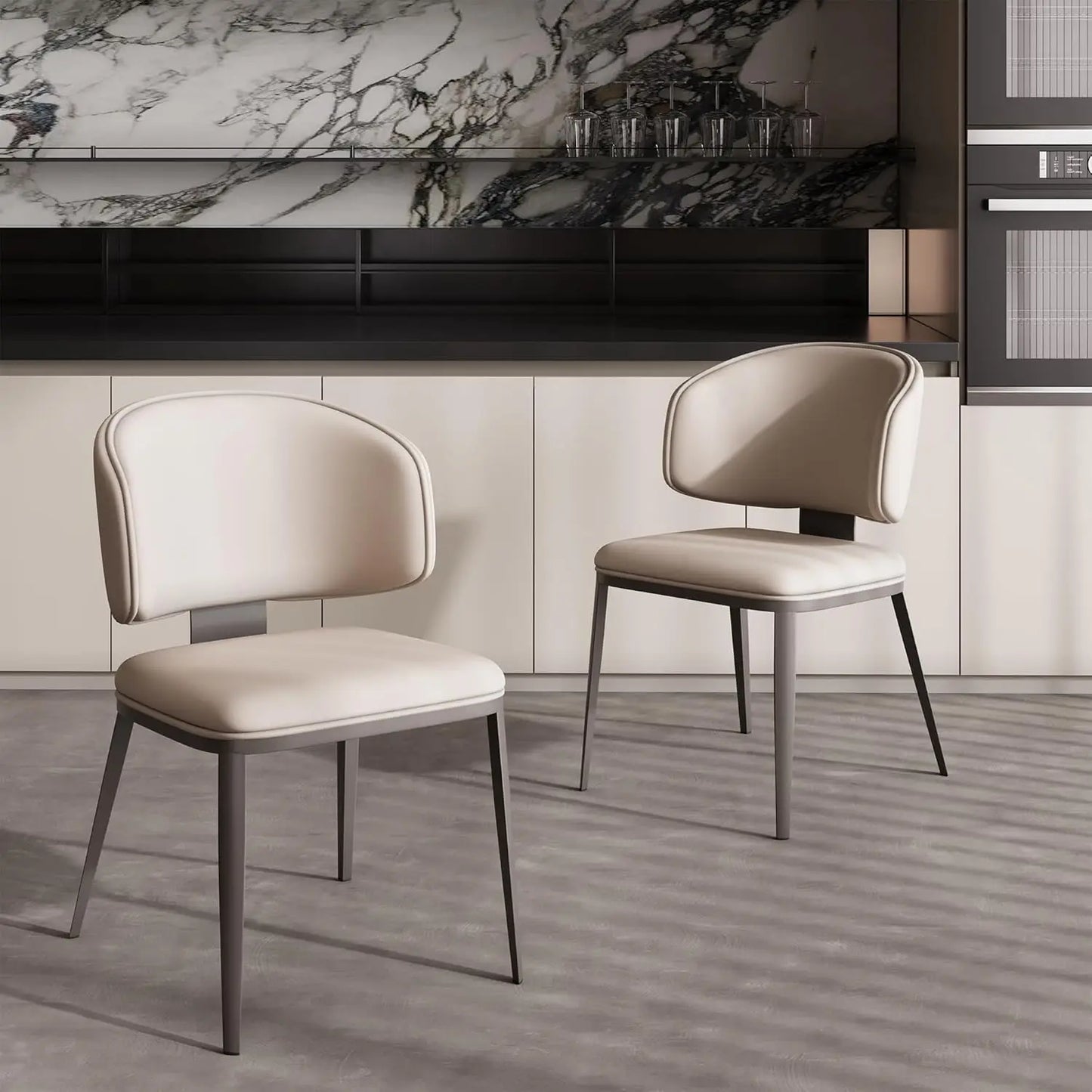 Comfortable Dining Chairs Set, Modern High Backrest, Fashionable Upholstered Kitchen Room Chair, Armless Dinner Room ，Customized
