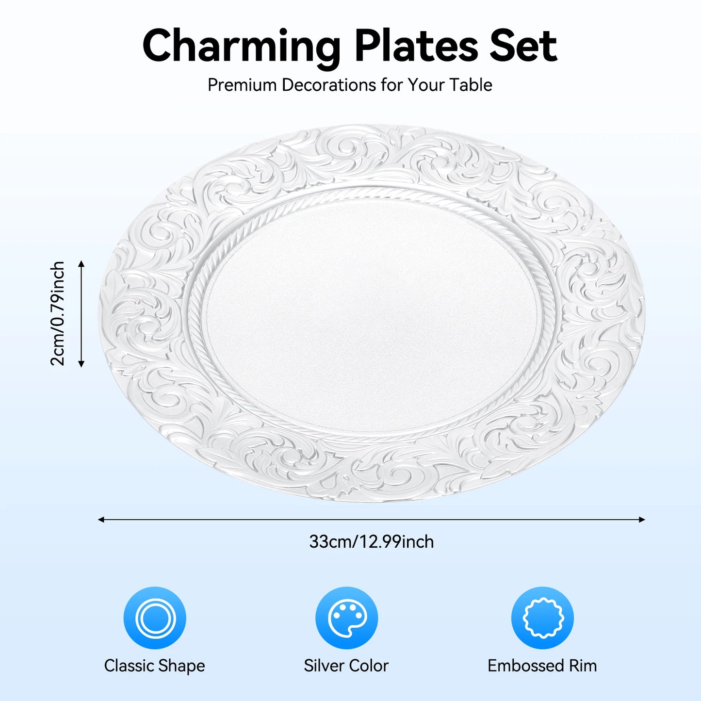 Charger Plates Set 100 Pieces for Wedding Party Decoration