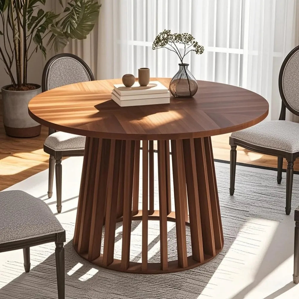 TIFICY Round Dining Table Farmhouse Rustic Wood Base