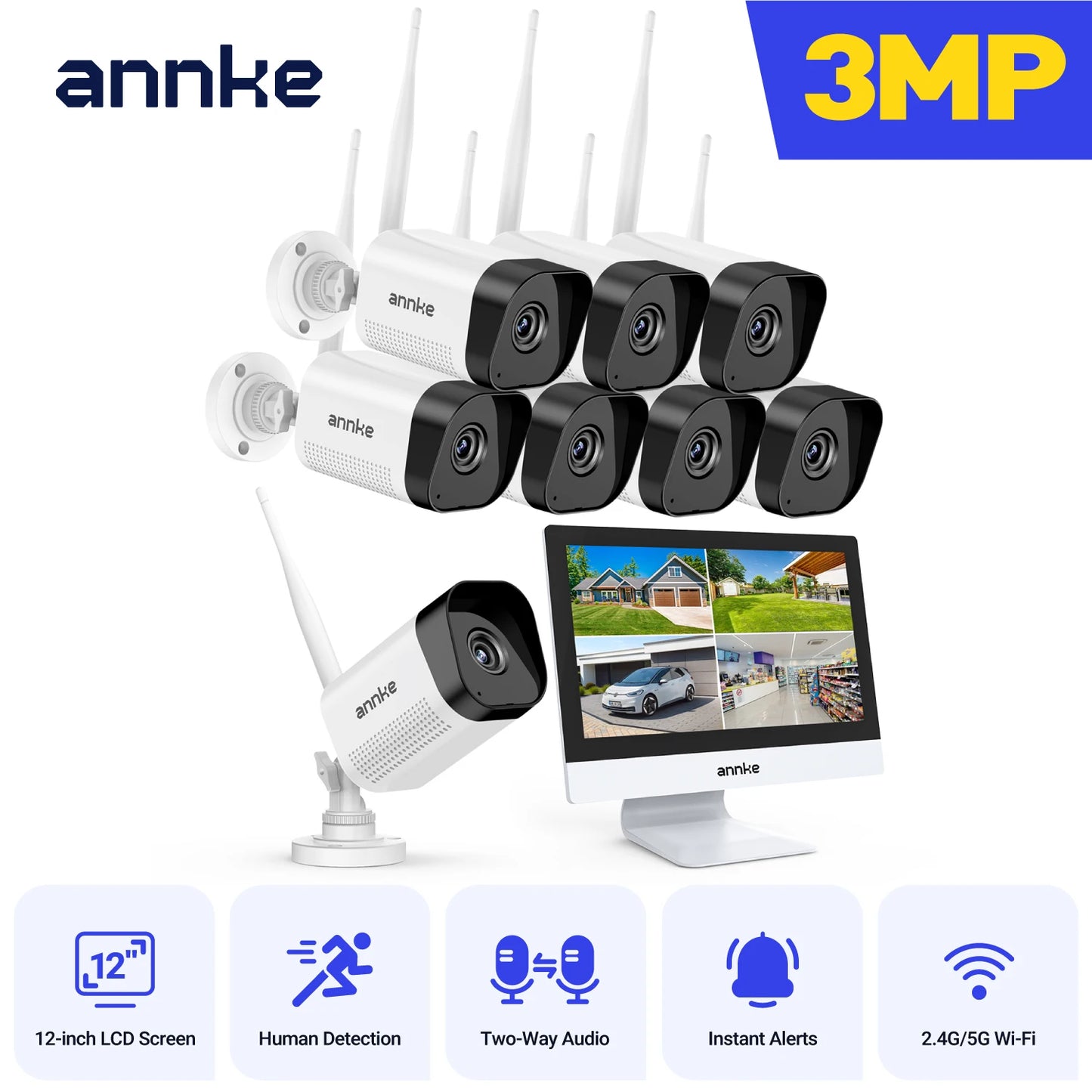 ANNKE 8MP WiFi Security Camera System With Two Way Audio