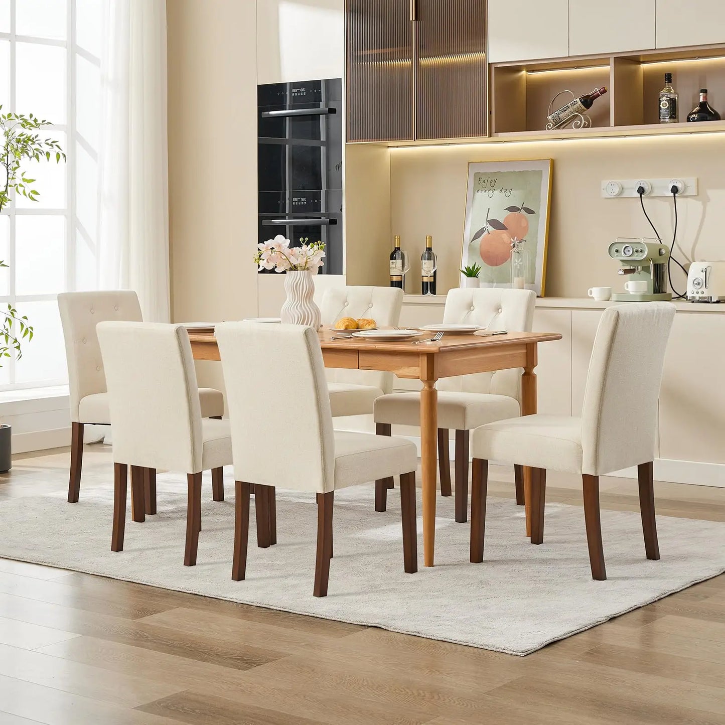 HiMISS Dining Chairs Set Of 2 Upholstered Parsons With Nailhead Trim