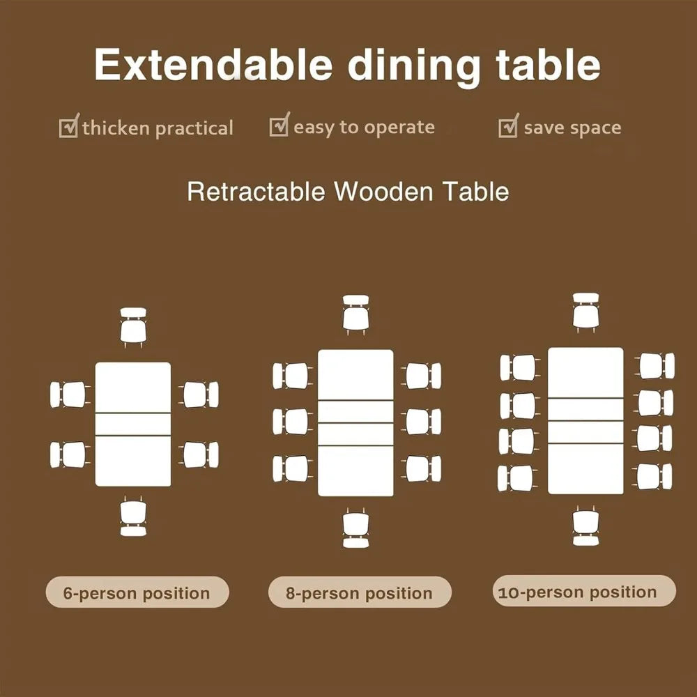 MKDK Extendable Farmhouse Dining Table For 6 To 10