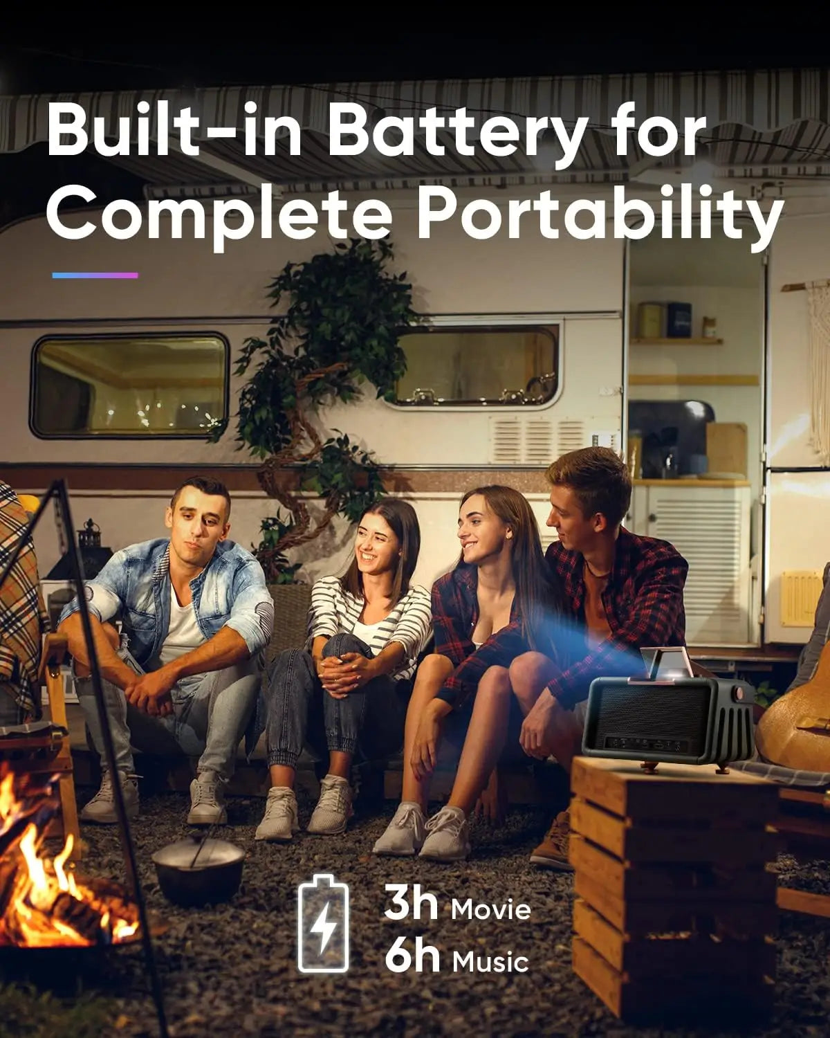 XMSJB X300 Outdoor Projector 1080P With WiFi Bluetooth Speakers