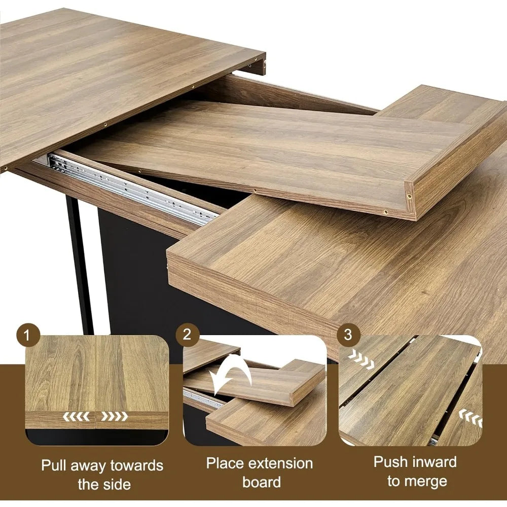 MKDK Extendable Farmhouse Dining Table For 6 To 10