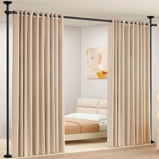 Adjustable No-Drill Room Divider Rod, 4-10ft Height, 28-70in Width, Heavy Duty for Space Partition